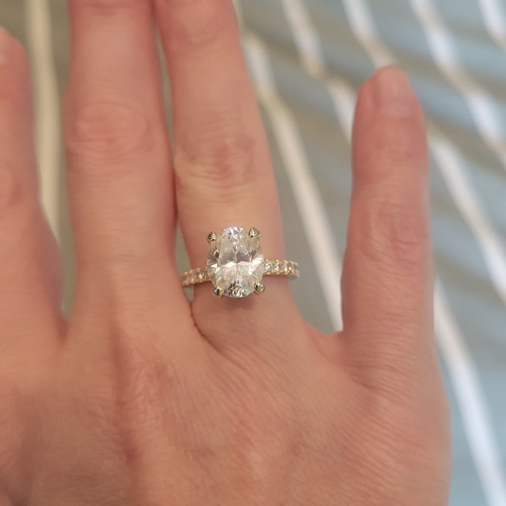 Elegant gold plated oval engagement  ring